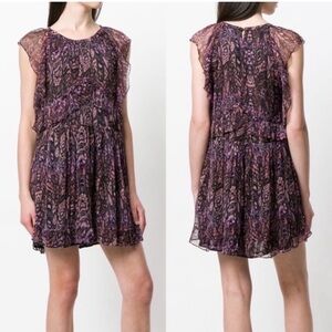 NWOT IRO Glorie Printed Flutter Sleeve Dress Size 36 (4)